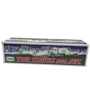 Hess 2010 Toy Truck and Jet White Green Lights and Sounds Collectible Set